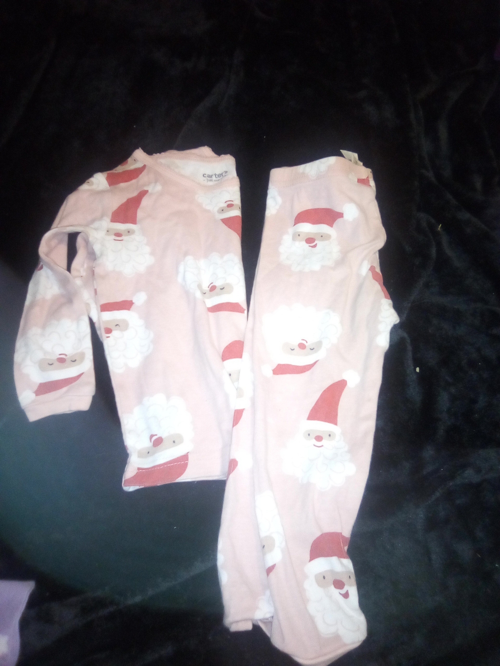 Carter's Pink Santa Print Kids Pajama Set